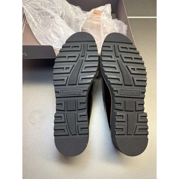 Franco Sarto Womens Black Patent Tassel Loafers Platform Lug Sole  7.5M - Picture 9 of 15